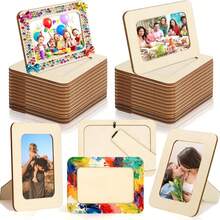 DIY Wooden Photo Frame, Suitable For 4 X 6 Inch Photos; Handmade Wooden Photo Frame, Unpainted Solid Wood Photo Frame, Back To Sc, First Day Of School - Multicolor - View 9