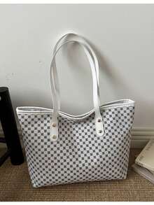 New Fashion Women's Large Capacity All-Over Print Letter Pattern Decorated Double Handle Tote Bag, Suitable For Work Commute - Multicolor - View 10