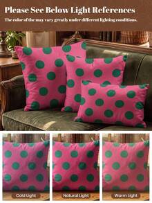 1/2pcs Polka Dot Print Pillowcase (Pillow Insert Not Included), Single-Sided Print, Soft & Breathable, Anti-Pilling, Skin-Friendly & Durable, 45*45/50*50/40*40CM, Home Decor, Suitable For All Seasons, Machine Washable, OEKO-TEX Certified - Multicolor - View 5