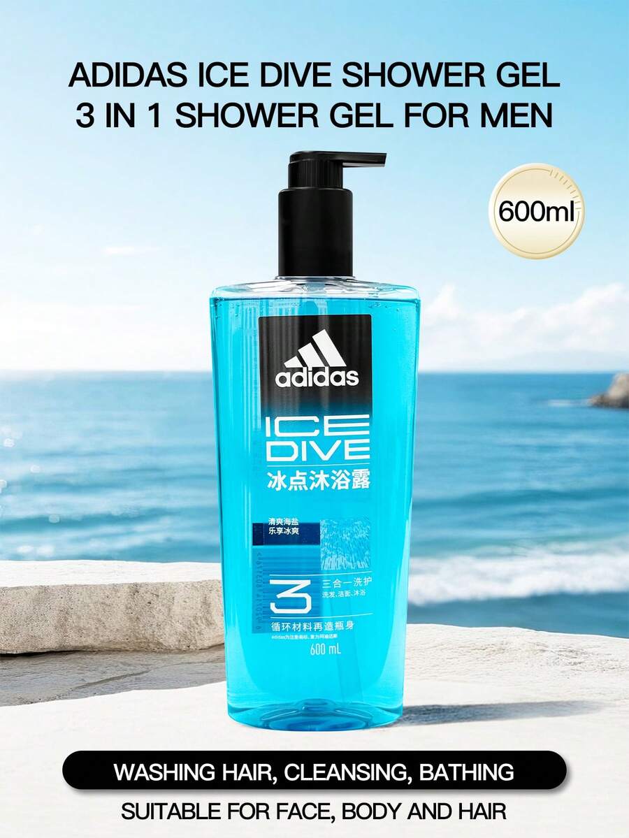 Adidas 3-In-1 Men's Body Wash - Post-Workout Soothing/Cooling/Energizing 250ml/600ml - Freezing Point 600ml - View 1
