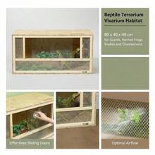 PawHut Terrarium Made Of OSB Wood For Reptiles And Amphibians With Sliding Glass Door - 80 X 40 X 40 Cm Natural Wood-XY19135 - D40-027V00ND - View 5