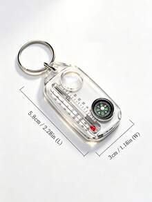 Multifunctional Compass Keychain With Thermometer And Magnifier Clear Acrylic Bag Charm For Men Women Sleek Portable Compass Key Chain For Forest Treks Backpack Accessories Fishing Equipment Camping Hiking Cycling Cruise Travel Essentials - Multicolor - View 11