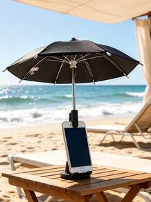 Paraguas portátil mini con clip universal, sombrilla para exteriores para teléfonos, Kindle, dispositivos de navegación, protector de pantalla antirreflejo, protección contra la lluvia y el sol, esencial para viajes - A - Ver 2