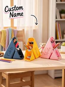 Personalized Pencil Case, Customized Name Stationery Bag, Customized Name Pencil Bag, Washable Upright Silicone Pencil Bag, Jelly Pencil Bag, Silicone Zipper Bag, Back To School Gift - Multicolor - View 6