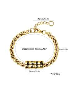 Customized Family Name Men's Bracelet, 8mm Stainless Steel Bracelet, 20cm 22cm Gold Silver Personalized Stainless Steel Beads Laser Engraved Your Family Name Date Birthday Gift Christmas Gift Father's Day Gift - 20cm Bracelet - View 9