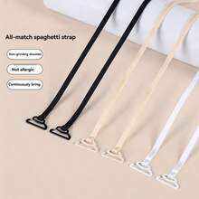 1/3pairs Adjustable Thin Bra Shoulder Straps Replacement, 0.5cm Spaghetti Elastic Bra Strap, Multi-Way Halter / Cross Back / Regular Wear, Non-Slip Bra Strap Extender For Tube Top Camisole, 3 Colors Black/Nude/White - Multicolor - View 3