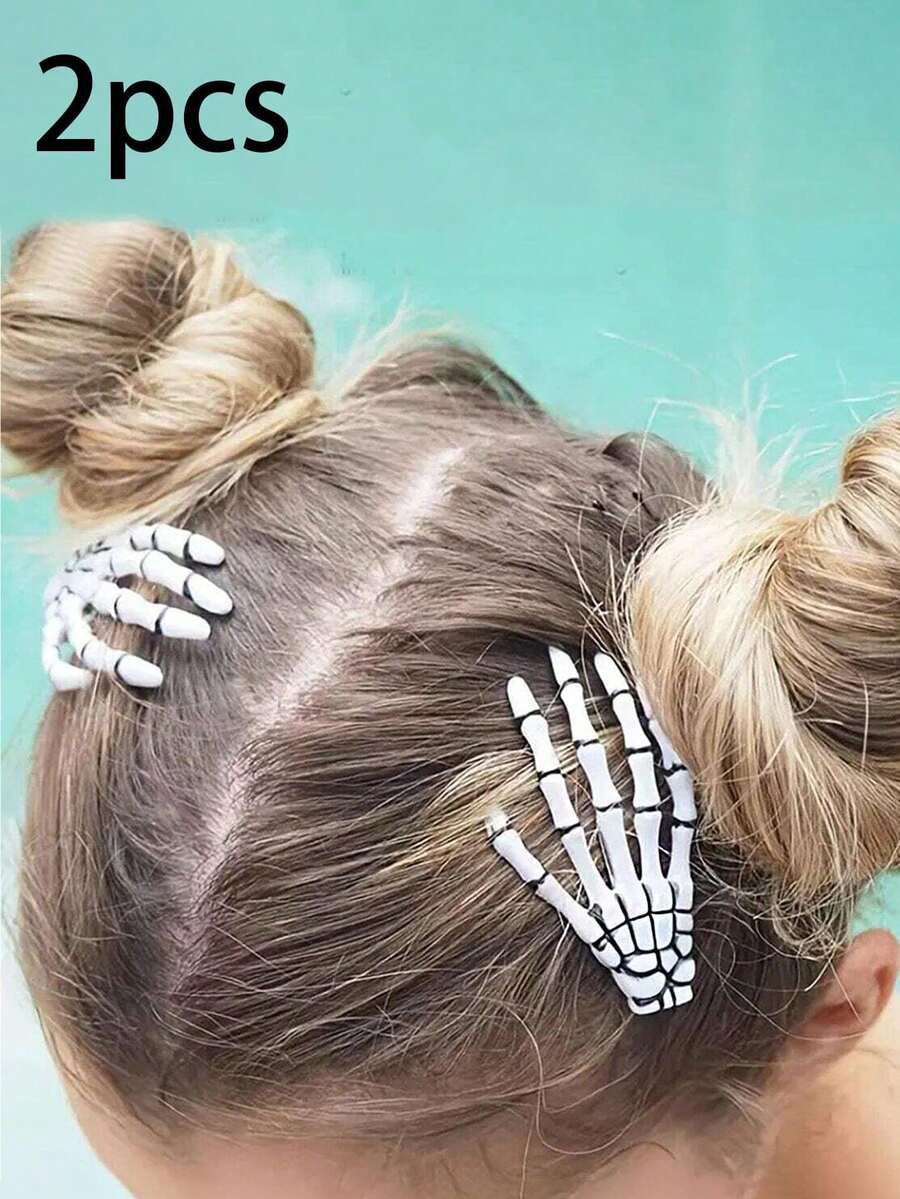 2pcs Kids Hair Accessories Halloween Hair Clips - Fun Design Side Clips, Suitable For Party, Holiday Decoration Hair Clips, Perfect For Top Hair Styling - Multicolor - View 1