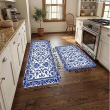 1pc Kitchen Rugs With Blue And White Floral Scroll Pattern, Multiple Specifications Available, Decorative And Functional For Kitchen, Bedroom, Living Room, Dining Room, Bathroom Entry, Ideal As Housewarming, Holiday, Birthday Gift - Multicolor - View 8