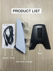 Dual Charging Station Compatible With PS5 Game Controllers, With Protection Chip And LED Indicator, Airplane-Shaped Dual Base Charger, Can Charge Two Controllers Simultaneously. 5 Controller Charging Dock, Supports Dual Type-C Fast Charging And LED Indicator, Suitable For PlayStation 5/ DualSense Controllers. - Black and White - View 5