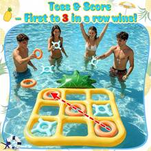 Pool Game Set Reusable Giant Inflatable Floating Pineapple Tic Tac Toe And Toss Game Durable Portable Easy To Operate Suitable For Beach Camping Garden Summer Holiday Outdoor Water Fun Swimming Backyard Activities Carnival Party Adults Family 2-10 Players - Multicolor - View 3