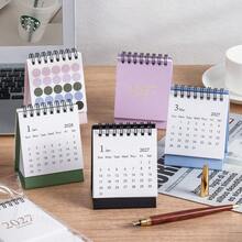 1pc Cute Pastel Color 2027 Mini Desktop Calendar Lettering Flip Stand Calendar Jan 2027-Jun 2028 Pocket Monthly Daily Schedule Planner School Office Desk Accessories - Single Piece - View 6