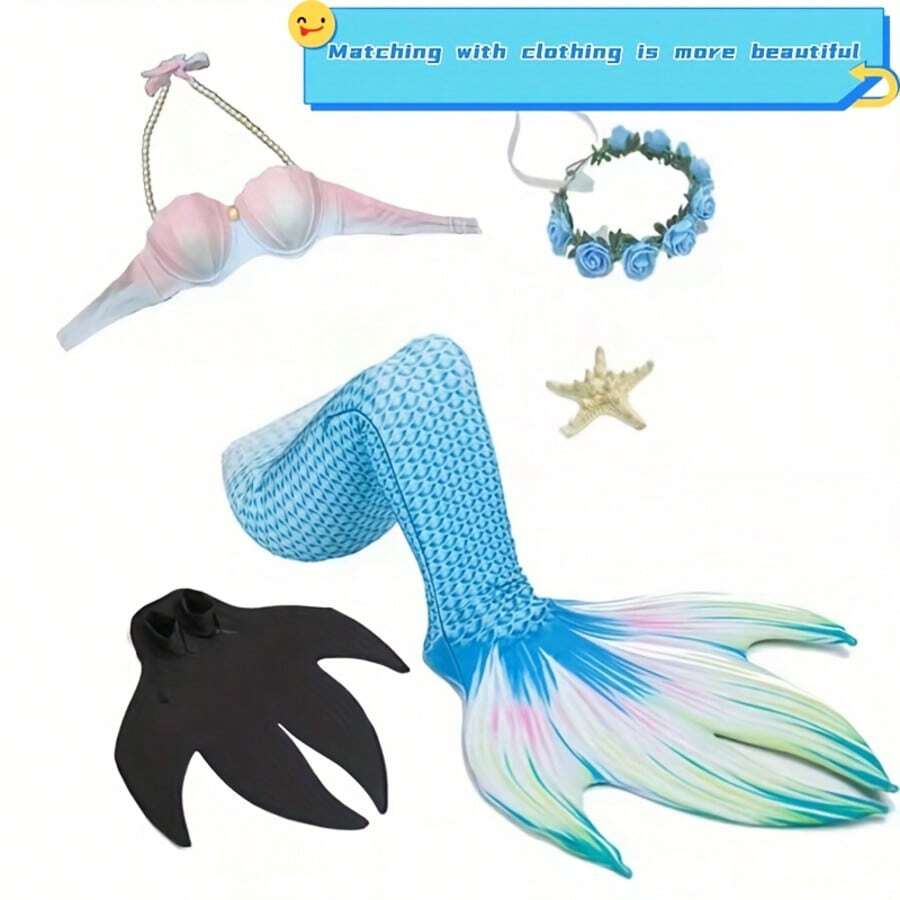 Mermaid Swimming Fin Single Piece Whale Tail Monofin Professional Training Diving Equipment - Multicolor - View 1