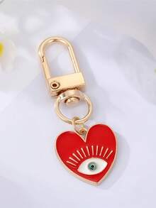 1pc Rainbow Heart Evil Eye Keychain, Gift For Friends/Couples, Blue Eye Pendant For Bag/Car Keys/Earphone Case, Key Accessory Charm - Eye - View 3