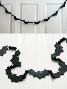 1 pezzo Ghirlanda di perline a forma di pipistrello nero per Ognissanti, banner da appendere al camino, decorazione con silhouette di pipistrello spettrale, ghirlanda di perline, stile gotico e rustico, per camino, mobile, finestra, interno, decorazione stagionale per le vacanze, ornamento da parete, per festa di Ognissanti, dolcetto o scherzetto, accessorio fotografico, decorazione per la casa, regalo - Multicolore 3 - Visualizzare 10