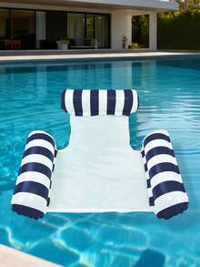 Summer Holiday Detachable Multi-Mode Striped Inflatable Floating Hammock, Pool Lounger With Removable Neck Pillow And Leg Support Mesh, Foldable Portable Floating Device For Pool, Beach, Lake, River, Suitable For Vacation Travel - Multicolor - View 14