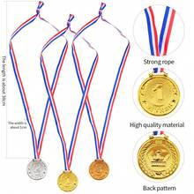 15pcs Gold Silver Bronze Champion Runner-Up Third Place Medals With Red White Blue Lanyards, Wheat Ear Crown Embossed Texture, Thick And Solid, Suitable For Sports Events, Team Building, Various Competitions Award Ceremonies, Strong Sense Of Ceremony, Preferred Choice For Event Commemorative Prizes - Multicolor - View 5