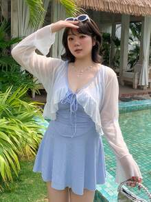 Plus Size Bikini Sets - Blue - View 2