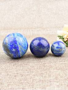 1pc Natural Lapis Lazuli Crystal Ball Raw Stone Polished Blue Mineral Specimen Craft Round Ball With Wooden Base Home Decor Healing Ornament - lapis lazuli ball - View 4