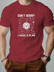 DON'T WORRY I HAVE A PLAN Men'S Summer Casual Round Neck Short Sleeve T-Shirt - 黑色 - 查看 10