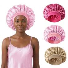 1/2 piezas Gorro de dormir de seda, forro de satén, banda elástica, adecuado para cabello rizado - A - Ver 39
