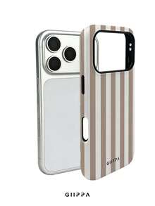 GIIPPA 1件卡其棕與米色條紋圖案設計手機殼，適用於Phone 17 Pro Max，相容於Phone 16 Pro Max、15 Pro Max、14 Pro Max，韓系高端時尚趣味手機殼，相容於11/12/13/14/15/16 Pro Max Plus，優雅設計適合男女使用，聖誕節、情人節、復活節、婚禮季與生日送給女友的完美禮物！ - 卡其色 - 查看 3