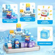 35pcs Magnetic Building Blocks - Snow Forest Theme - DIY Ice And Snow World, Travel Portable Set, Children's Snow House Shape Assembly, Creative Play Toys For Boys And Girls, STEM Sensory Construction - Multicolor - View 4