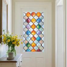 1pc Diamond Water Drop Painted Glass Static Window Film, Colorful Mosaic Frosted Privacy Window Sticker, Suitable For Bathroom, Balcony, Home Window Decoration Gift - Frosted Stickers - View 12