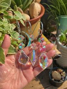 2/6件組水晶花園盆栽裝飾品 捕光器迷你花園飾品 多肉植物盆栽 彩色水晶吊墜 水晶稜鏡捕光器仙女花園裝飾 彩虹製造器植物插樁捕光器 - 多色 - 查看 5
