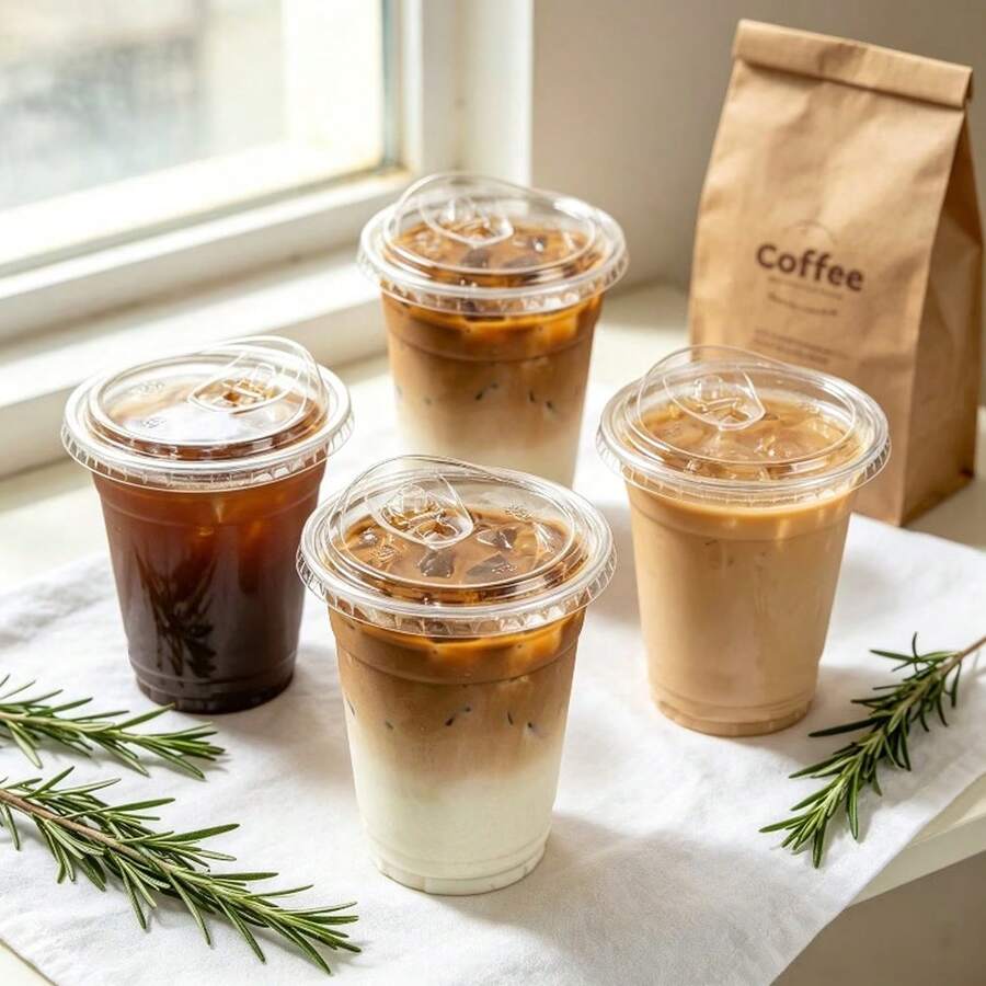 16oz/14oz Set Reusable & Washable Transparent Cups With Lids, Thick Direct Drinking Lid Iced Drink Cup, Coffee Cup, Smoothie Cup, Suitable For Cold Drinks, Juice And Milkshake - Halloween/Christmas/Birthday Party Essentials - Transparent - View 1
