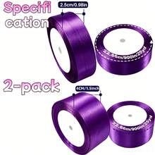 2 Rolls Deep Purple Satin Ribbon, (1.57 Inch + 1 Inch Wide), 900 Inch Long, Satin Ribbon For Cake, Candy Box Packaging Decoration, Wedding Handmade Rose Hair Clip Ribbon, Valentine's Day, Mother's Day, Christmas Decoration Bow Ribbon Gift Decoration Ribbon - 2pcs deep purple - View 3