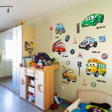 Cartoon Car Wall Sticker, Bedroom Children's Room Living Room Background Wall Home Decor Self-Adhesive Wall Decal - Multicolor - View 8