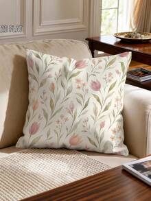 2D Flat 1/2/4pcs Bohemian Floral Throw Pillow Covers Pastel Green Cosy Decorative Pillowcases One-Sided Printing For Living Room Bedroom Sofa Bed Decor Without Pillow Inserts - Pastel Green - View 5