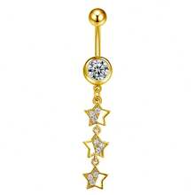 1pc Belly Button Ring Dangle Star Long Dangle Belly Button Ring | Y2K 2000s Navel Piercing, Party, Summer - Multicolor - View 5