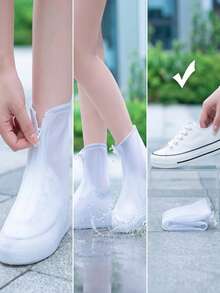 1 Pasang Pelindung Sepatu Bot Hujan Tahan Air dengan Resleting, Sepatu Bot Setengah Betis PVC Tebal, Untuk Perjalanan Luar Ruangan, Sepatu Pelindung Hujan Anti Selip dan Tahan Aus, Tersedia Berbagai Warna, Penting untuk Mendaki, Berkemah, dan Perjalanan Sehari-hari - penutup sepatu - View 3