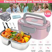 220V 65W Electric Heated LunchBox Portable,1.3-1.5L Detachable 304 Stainless Steel Liner,PTC Cycle Heating Edible-Grade PP Meal Container,Hot Lunch Box For Office Dorm Worker Daily Meal Prep Gift Pink-Loncheras - Pink - View 9