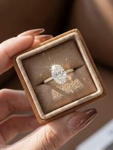 1pc Egg-Shaped Diamond Ring, Exquisite Women's Jewelry, Suitable For Daily Wear And Birthday Gift - Diamond-set Oval Ring - View 3