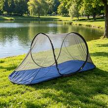 200*72*70cm No-Installation Quick-Open Portable Mosquito Net For Camping And Business Travel - Blue - View 3