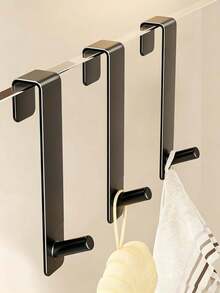 1pc/10pcsBathroom Cabinet Hook Home Storage Rack, No Drill Over Cabinet Door Hanging Hook, Punch Free Space Saving Hanger For Bathroom Cupboard Kitchen Cabinet To Hang Towels Sponges Keys And Daily Small Household Items - Multicolor - View 2