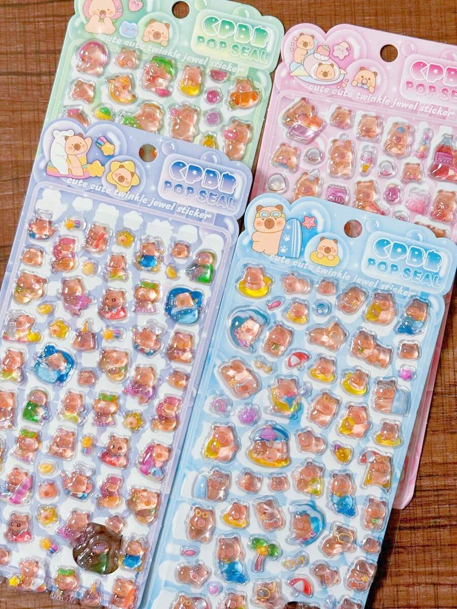 Cartoon Cute Soft Ghost 3D Capybara Stickers Adorable Decals For Phones Notebooks Pencil Cases