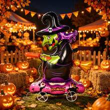 1 quả bóng nhôm hình phù thủy trượt patin 98cm, phù hợp cho tiệc chủ đề Halloween, đạo cụ trang trí không khí nhà ma - Xem 2