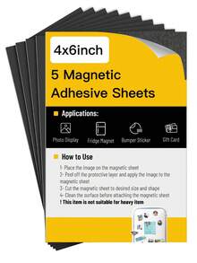 Hojas Magnéticas Adhesivas, 4"X6"/8"X10"/A4, 5/6/10 Piezas, Con Respaldo Adhesivo, Hoja Magnética Flexible, Imanes para Fotos, Hojas Magnéticas Adhesivas para Imanes de Fotos e Imágenes - Negro - Ver 14