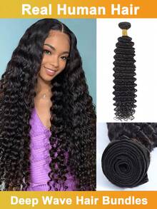 Deep Wave Bundles Human Hair 30 Inch Hair Bundles Brazilian Virgin Hair Deep Curly Human Hair Bundles Extensions Quick Weave Human Hair Natural Black Color - SNatural - View 1