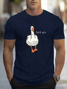 Men'S Summer Casual Short-Sleeve T-Shirt With A Duck You Design - 白色 - 查看 8