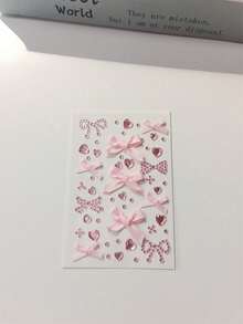 5pcs Sweet Girl Style Facial Rhinestone Stickers, Bow, Heart-Shaped Pointed Rhinestones, Fine Glitter Rhinestone Combination Layout, Multiple Matching, Quickly Create Atmospheric Makeup, Firmly Adhere To Cheeks, Eye Corners, Brow Bone, Collarbone, Sweat-Resistant And Long-Lasting. Pink Tone Girly Vibe, Suitable For Concerts, Birthday Photos, Bridal Makeup, Hanfu Lolita, Festival Party Looks. Portable Storage, Create Exquisite Glitter Atmospheric Makeup, Essential Facial Decoration Stickers For Beauty Bloggers And Photo Shoots - Multicolor - View 11