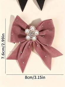 12/6/2 pezzi/Set Fermagli per capelli vintage in velluto con perle e strass a forma di fiocco, materiale in tessuto di velluto con decorazione floreale in perle, fermaglio in metallo elastico per una tenuta duratura dei capelli sciolti, accessori per capelli vintage dolci e carini - adatti per donne e ragazze, perfetti per uso quotidiano, appuntamenti, scuola, vacanze, spiaggia, feste, vacanze, regali, stagione di laurea - Multicolore - Visualizzare 7