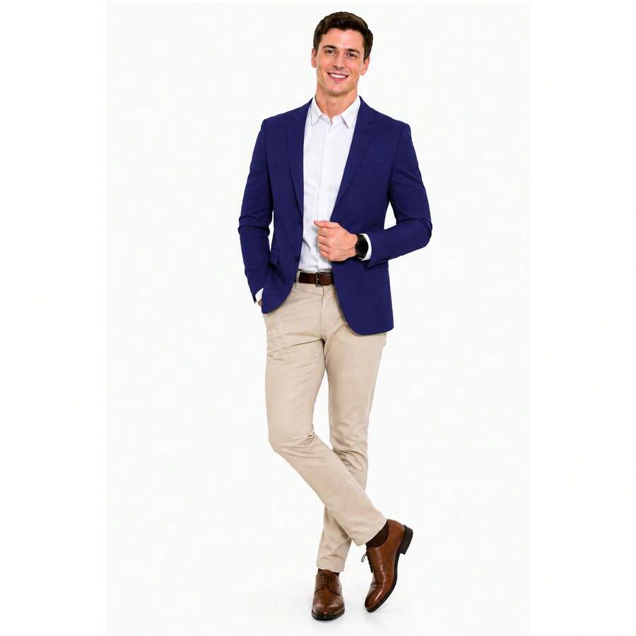 Men's Slim Blazer Modern Tailoring Ready For Delivery - Azul Marino - Ver 1