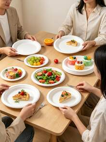 50/100 piezas Platos desechables gruesos, platos de postre y ensalada, vajilla para fiestas y reuniones, suministros para el hogar, la cocina, el restaurante, el picnic, el camping y las fiestas, 10/50/100 piezas - Multicolor - Ver 3