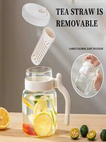 Thickened High Borosilicate Glass Water Bottle With Handle & Removable Tea Infuser Straw Lid, Heat Resistant Leakproof Fruit Tea Tumbler, 4 Pastel Color Portable Drinking Cup For Home Office Outdoor Travel Daily Use - Multicolor - View 4