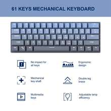 Magegee Star61 60% Mechanical Gaming Keyboard (1-Pack), Blue Gradient Mixed-Color Keycaps, Yellow Switch, Detachable Type-C Cable Mini Keyboard, Blue Backlighting, For Windows/PC/Laptops (Blue Gradient: Yellow Switch) - Blue Gradient (Yellow Switch) - View 6