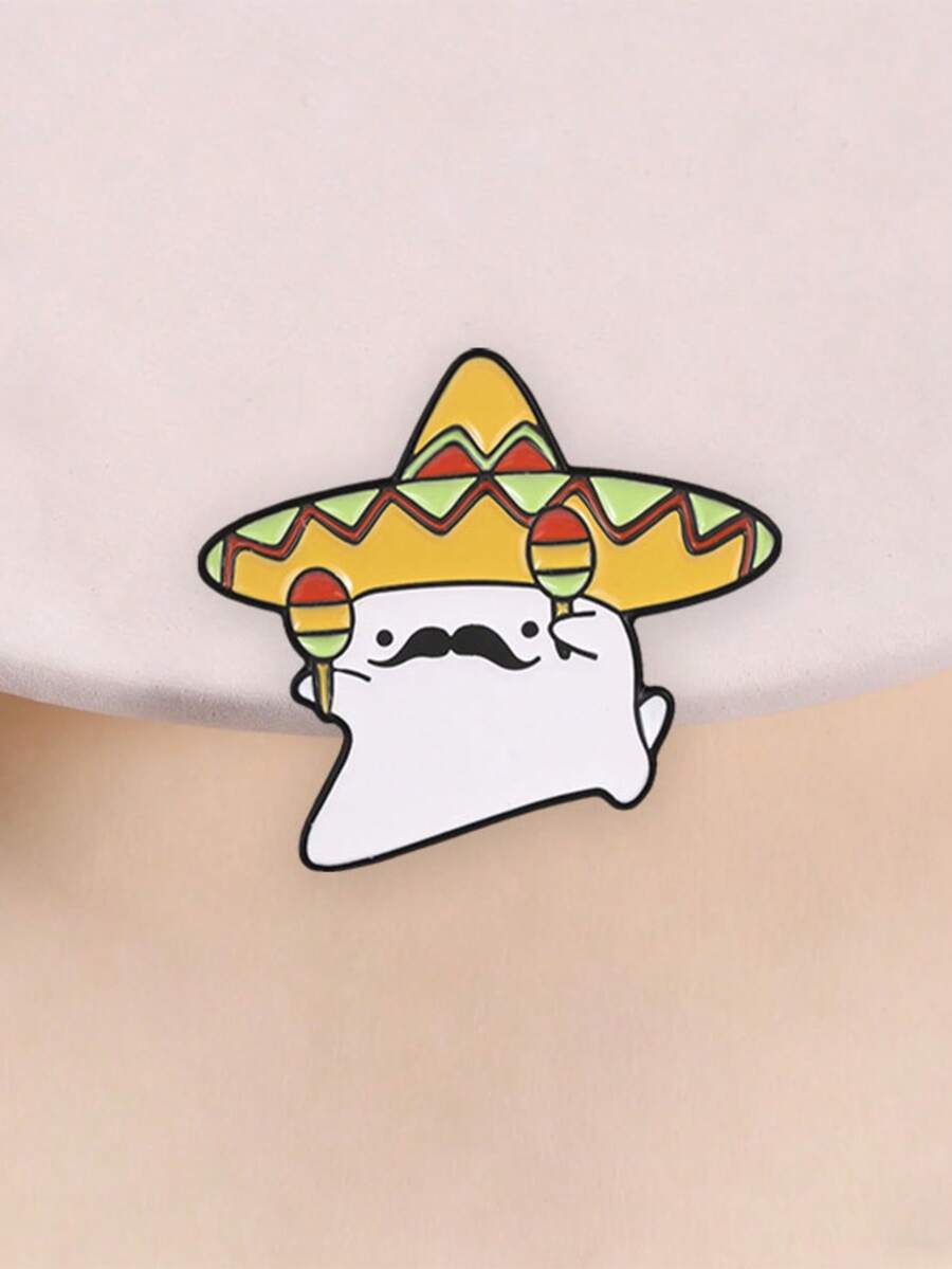 Mexican Sombrero Cat Maraca Enamel Pin Cute Moustache Kitty Fiesta Lapel Brooch Backpack Decor Gift